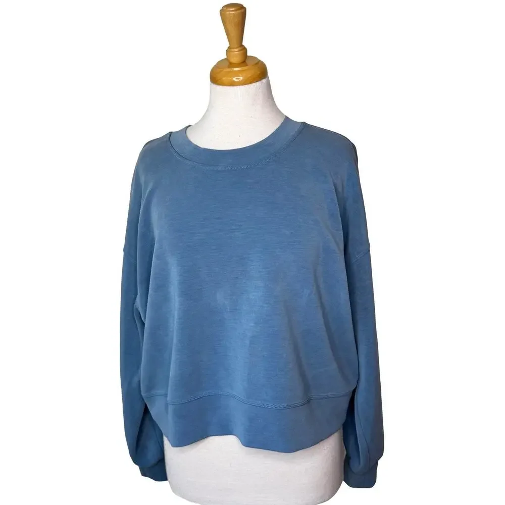 Lululemon Perfectly Oversized Cropped Crew Softstreme Wild Indigo Blue Size 10